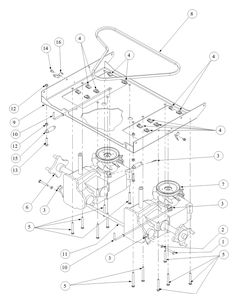 Drive Train Assembly Diagram and Parts List for Z-FORCE15 53AA5D2L100 Cub Cadet Lawn Tractor